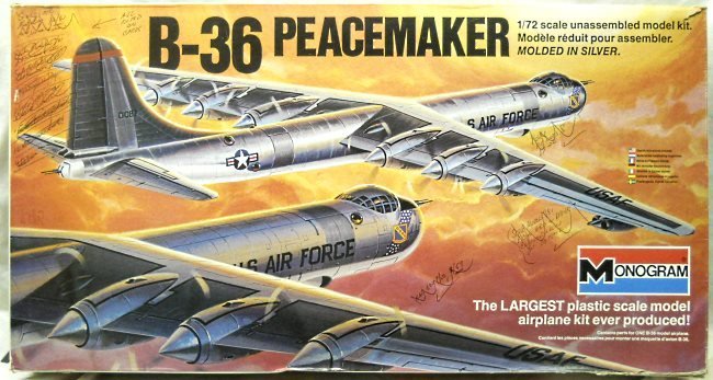 Monogram 1/72 Convair B-36 Peacemaker Bomber, 5703 plastic model kit